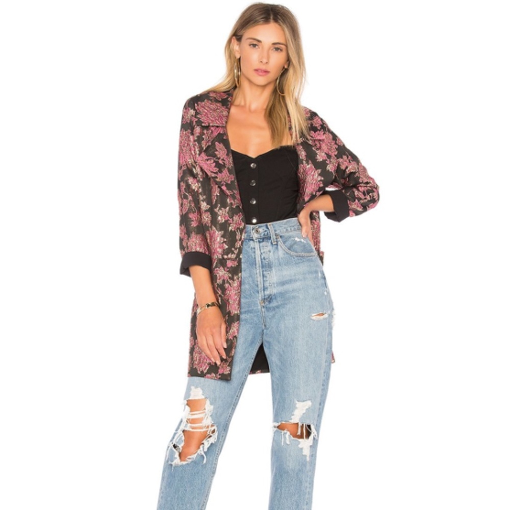 For Love and Lemons Luella Layering Coat Metallic Jacquard Size S